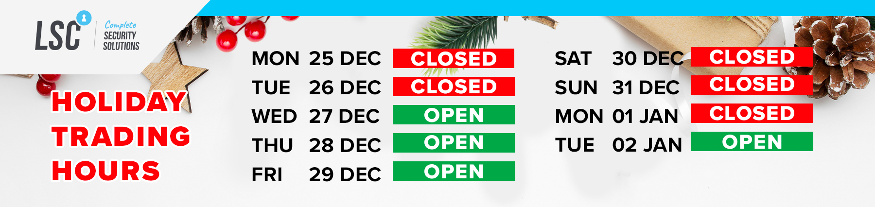 Holiday Trading Hours